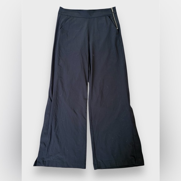 Athleta Gramercy Wide Leg Button Track Trouser Pants Black - Picture 2 of 14